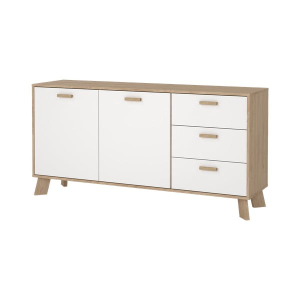 Bijela/u prirodnoj boji komoda u dekoru hrasta 147x73x39 cm Ikast – Tvilum-image-4