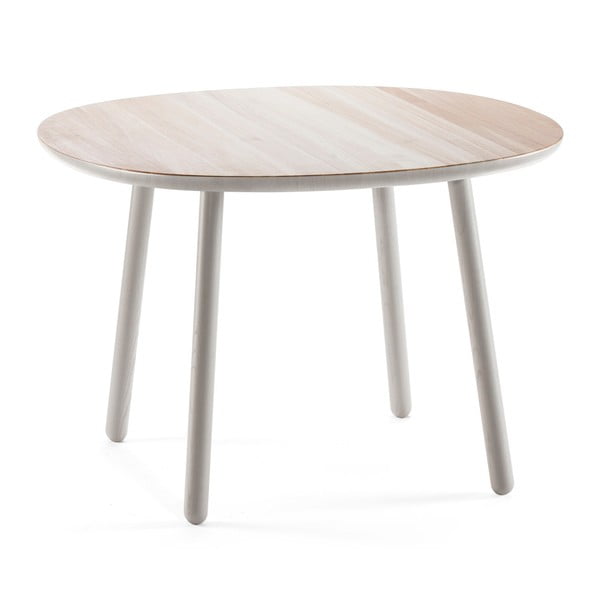 Sivi blagovaonski stol od punog drveta EMKO Naive, ⌀ 110 cm
