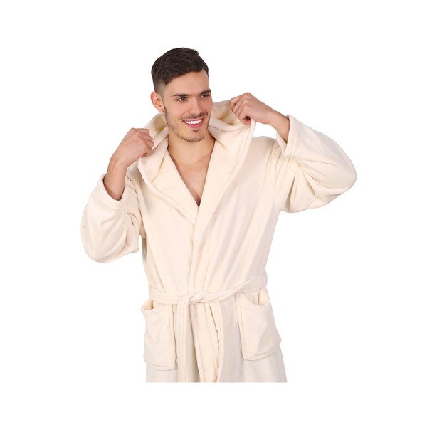 Svijetlo bež unisex kućni ogrtač od DecoKing Robby mikrovlakana, veličina M-image-4