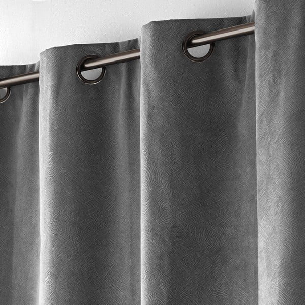 Antracitno siva zavjesa od samta 140x260 cm Olympe – douceur d'intérieur-image-3