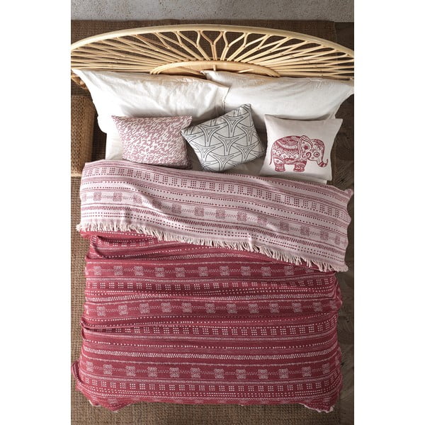 Crveni pamučni prekrivač za bračni krevet 220x240 cm Ikona - Mijolnir