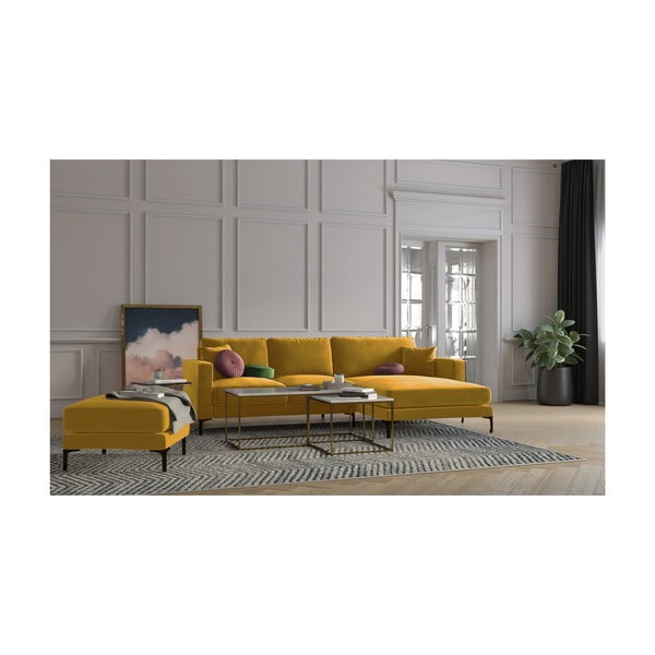 Žuti baršunasti podnožnik Kooko Home Harmony-image-4