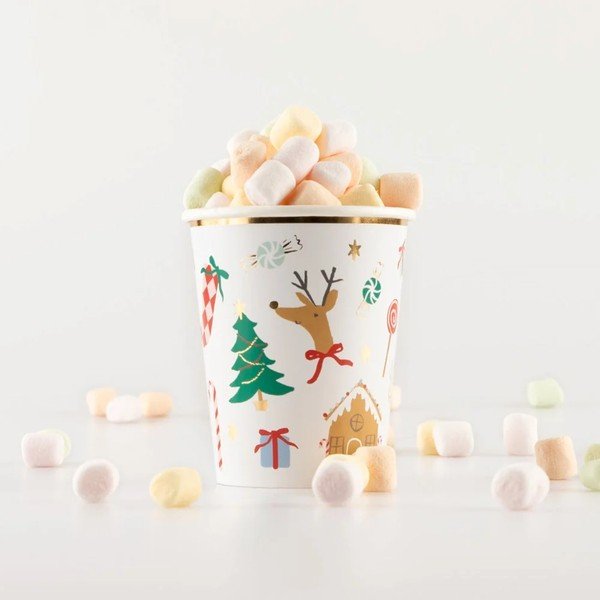 Papirnate jednokratne čaše u setu 8 kom Jolly Christmas – Meri Meri-image-1