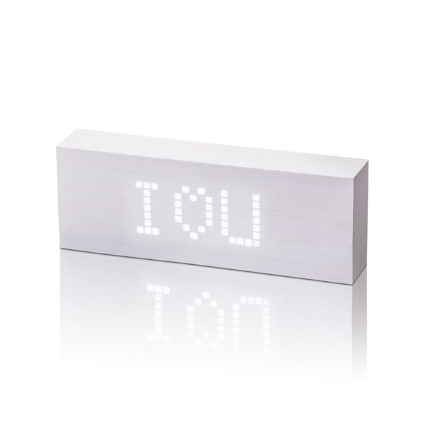 Bijela budilica s bijelim LED zaslonom Gingko Message Click Clock-image-2