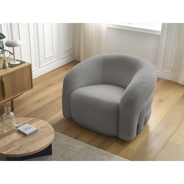 Siva okretna fotelja od bouclé tkanine Elina – Bobochic Paris-image-1