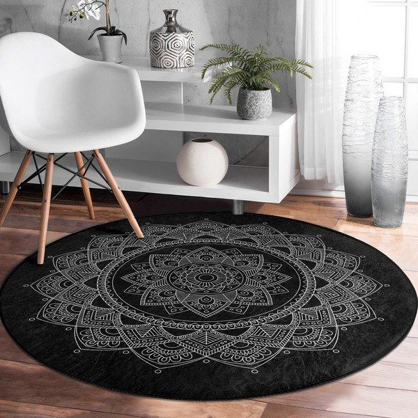 Crni periv/pogodan za robotski usisavač okrugli tepih ø 100 cm Comfort – Mila Home-image-4