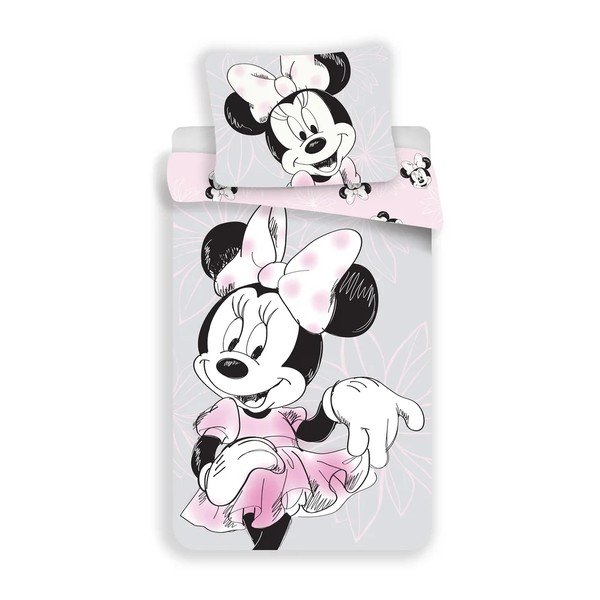 Ružičasta/siva pamučna dječja posteljina za krevet za jednu osobu 140x200 cm Minnie Beautiful – Jerry Fabrics