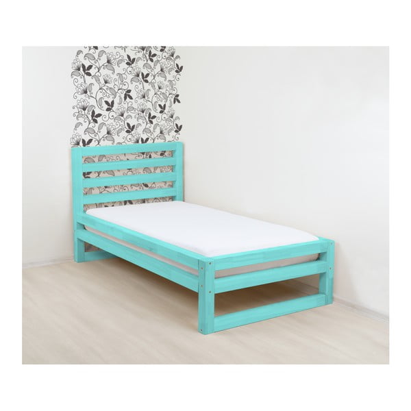 Tirkizno plavi drveni krevet za jednu osobu Benlemi DeLuxe, 200 x 80 cm