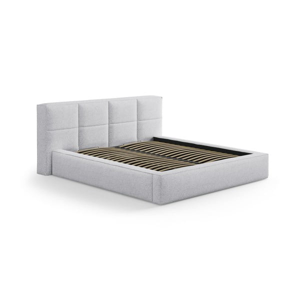 Svijetlo sivi tapecirani bračni krevet s prostorom za odlaganje s podnicom 160x200 cm Simon Darren – Micadoni 