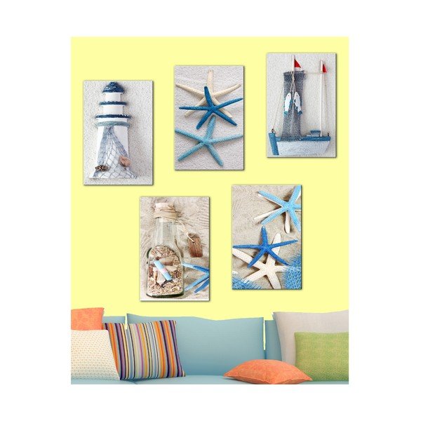 Set od 5 slika Tablo Center Blue Sea-image-1