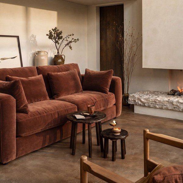 Smeđa sofa od šenila 240 cm Chunky – vtwonen-image-1