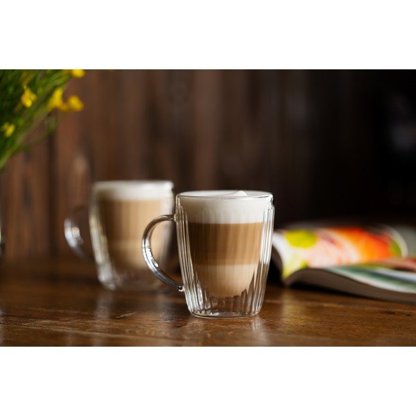 Staklene šalice u setu 2 kom za cappuccino 250 ml Livio Duo – Vialli Design-image-3
