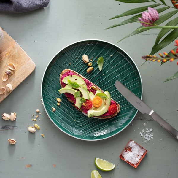 Bijelo-zelena porculanska ploča Villeroy & Boch list, ⌀ 24 cm-image-1