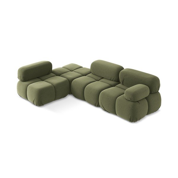 Svijetlo zelena baršunasti kutna garnitura (s lijevim kutom) Lokua – Makamii-image-2