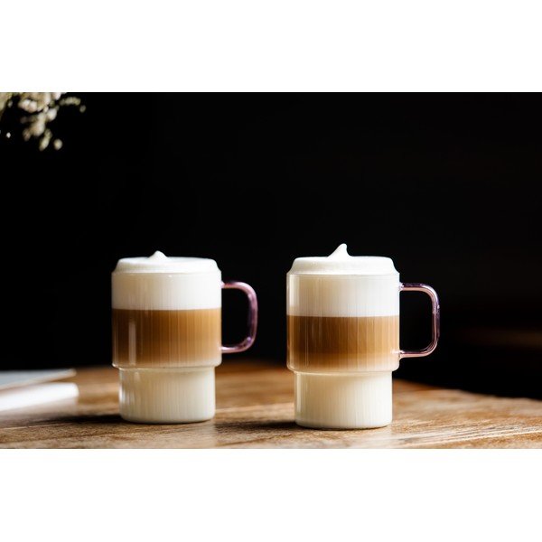 Ružičaste staklene šalice u setu 2 kom za cappuccino 350 ml Livio – Vialli Design-image-1