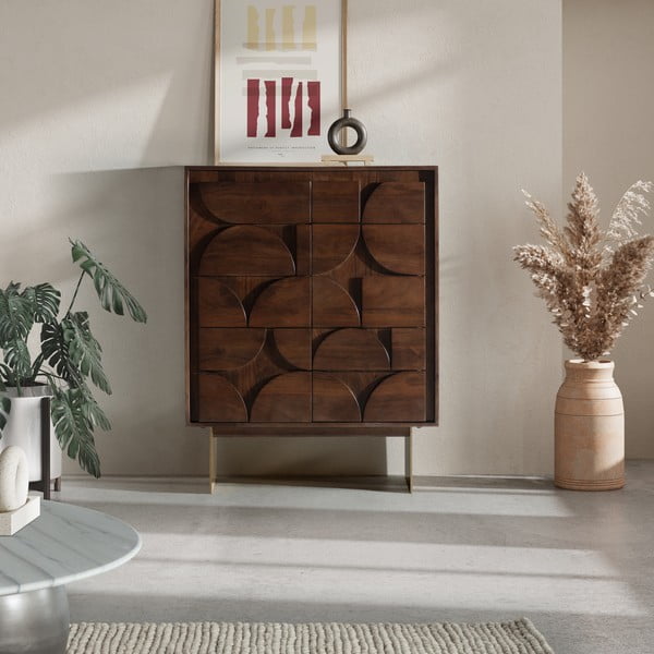 Smeđi ormarić od masivnog manga 90x120x40 cm Trisha – MOME-image-1