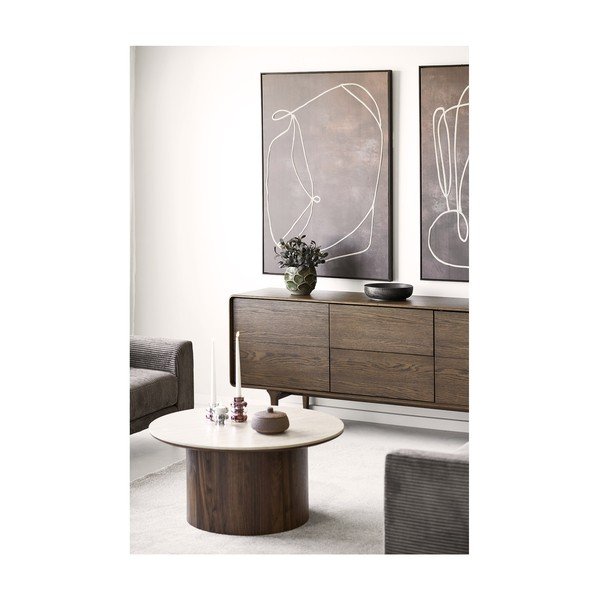 Tamno smeđa komoda u dekoru hrasta 180x75x45 cm Darwin – House Nordic-image-2