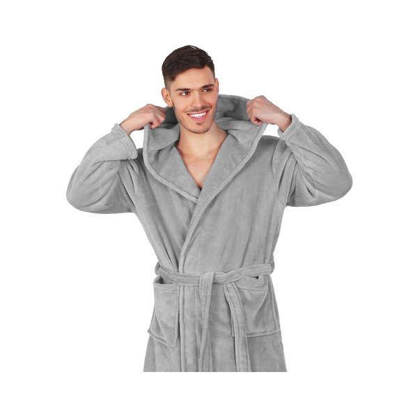 Sivi unisex kućni ogrtač od mikrovlakana DecoKing Robby, veličina XS-image-3