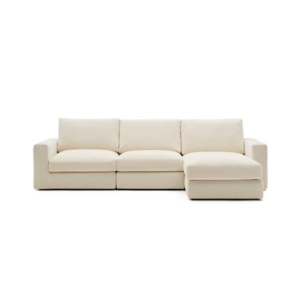 Bež kutna garnitura od šenila (s desnim kutom/s ležaljkom) Alea – Kave Home