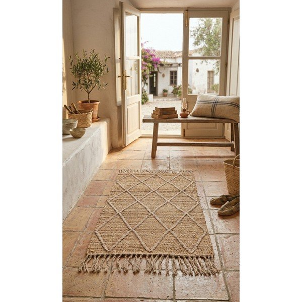 Ručno rađen juten tepih u prirodnoj boji 60x90 cm Shaila – Yes Everyday-image-1