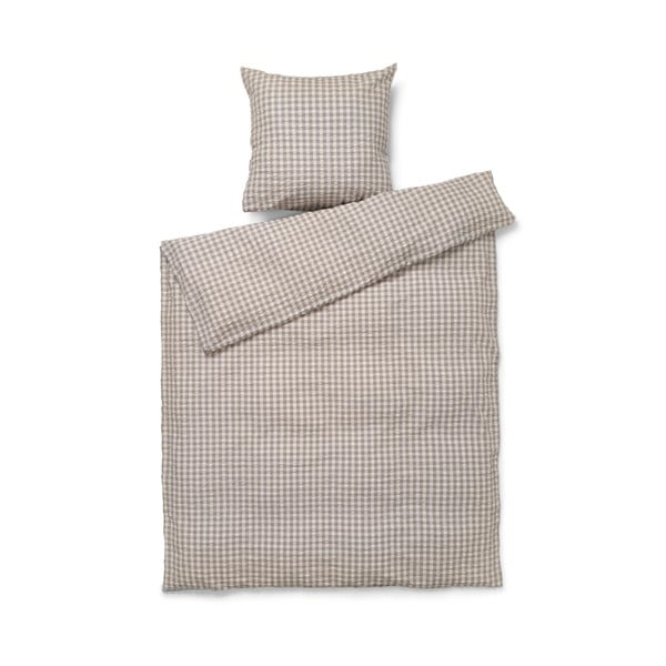 Sivo-bež posteljina za krevet za jednu osobu od krepa 140x200 cm Bæk&Bølge – JUNA