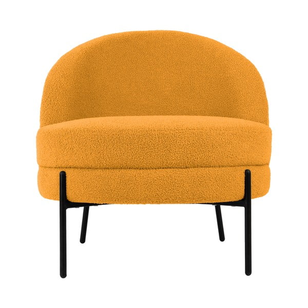 Oker žuta fotelja od bouclé tkanine Noble – Leitmotiv