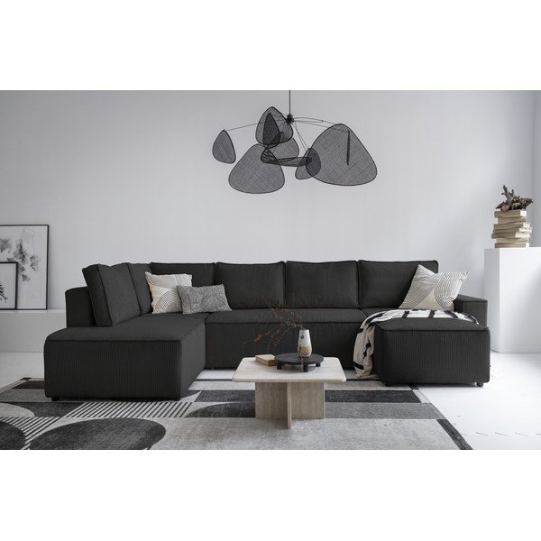 Antracitno siva sklopiva kutna garnitura od samta (s lijevim kutom/u obliku slova "U") Brave Dave – Miuform-image-3