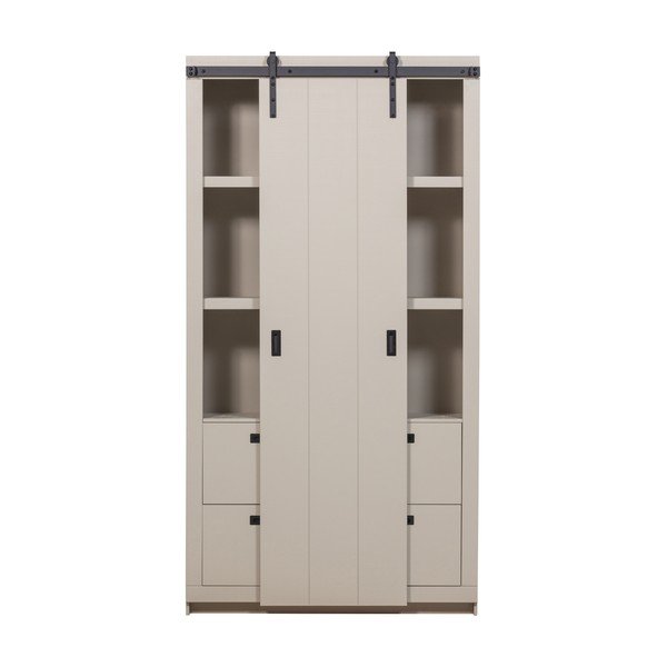 Sivo-bež ormarić od masivnog bora s kliznim vratima 122x230x37 cm Slide – vtwonen-image-1