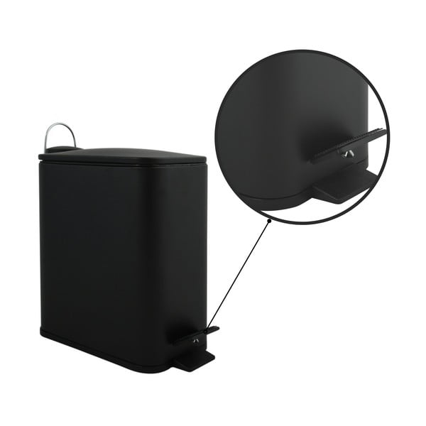 Mat crna željezna kanta za smeće s pedalom 5 l   Erik – Spirella-image-2