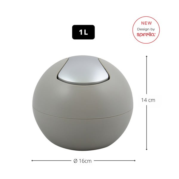 Smeđe-siva plastična kanta za smeće 1 l   Bowl Matt – Spirella-image-2