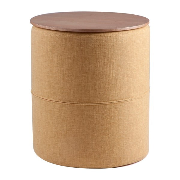 Žuti pomoćni stol s pločom u hrastovom drvenom dekoru sømcasa Leo, ø 45 cm