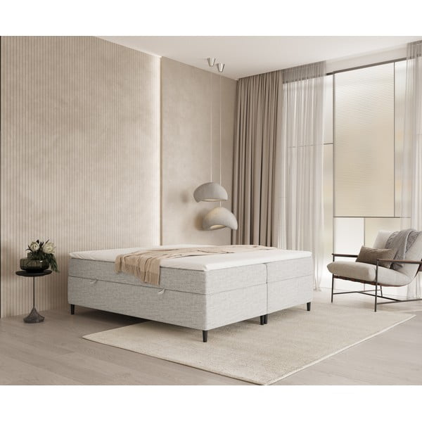 Svijetlo sivi boxspring krevet s prostorom za pohranu 140x200 cm Araya – Maison de Rêve-image-3