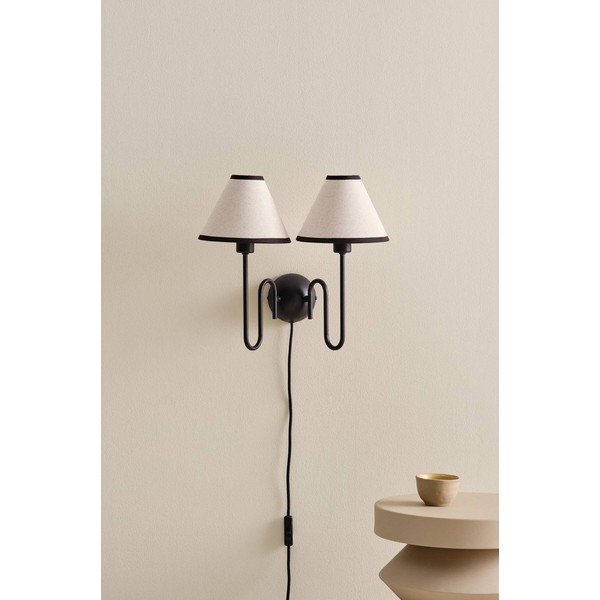 Crna/bež lanena zidna lampa s utikačem Juliet – Jotex-image-2