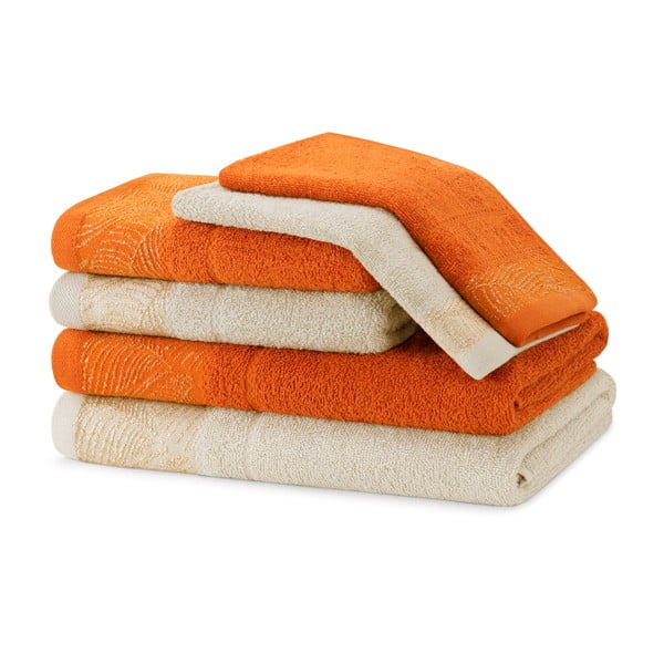 Narančasti/bež pamučni set ručnika 6 kom od frotira Bellis – Restilo