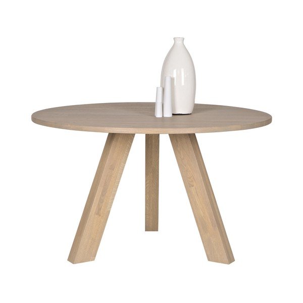 Blagovaonski stol od bijeljenog hrastovog drva WOOOD Rhonda, Ø 129 cm-image-1