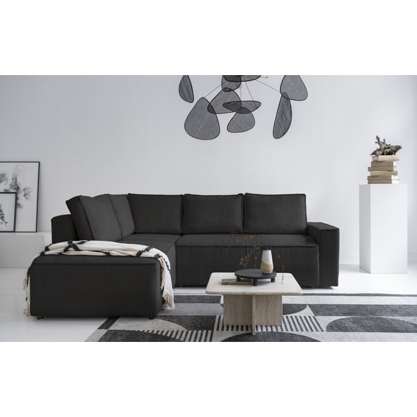 Antracitno siva sklopiva kutna garnitura od samta (s lijevim kutom) Brave Dave – Miuform-image-1