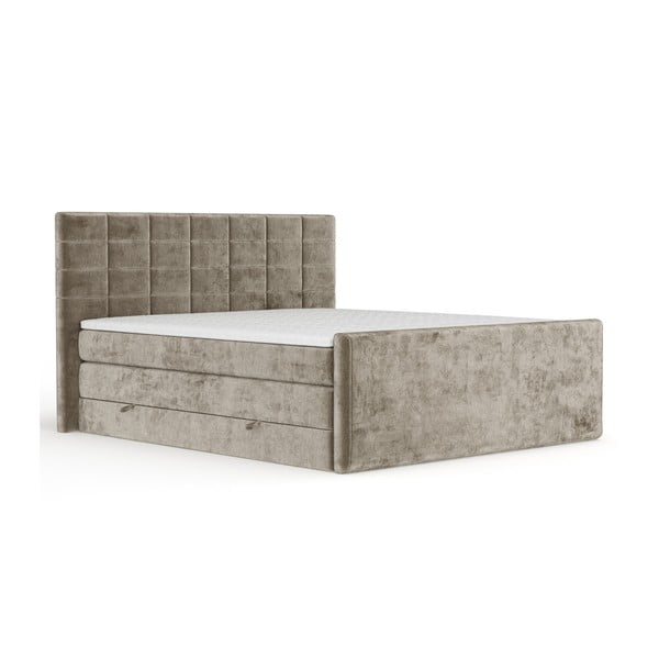 Svjetlo smeđi boxspring krevet s prostorom za odlaganje 200x200 cm Ava – Maison de Rêve
