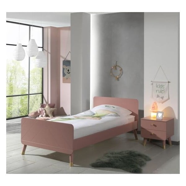 Ružičasti dječji noćni ormarić od borovine Vipack Billy-image-1