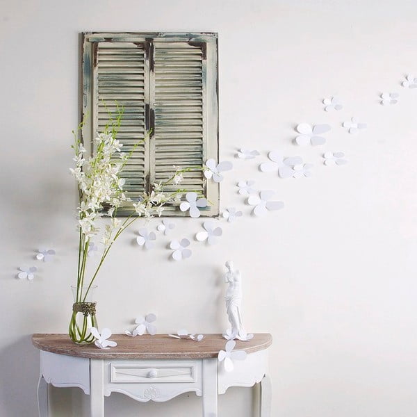 Set od 12 bijelih ljepljivih 3D naljepnica Ambiance Flowers-image-1