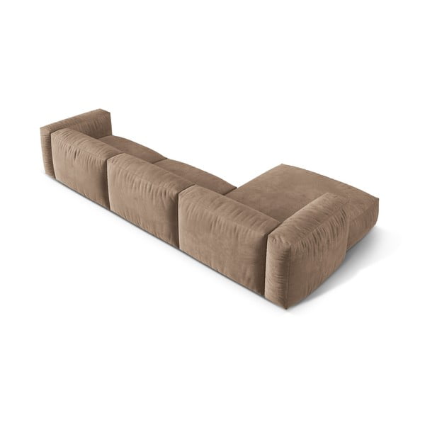 Svjetlo smeđa baršunasti kutna garnitura (s lijevim kutom/s ležaljkom) Martina – Micadoni -image-3
