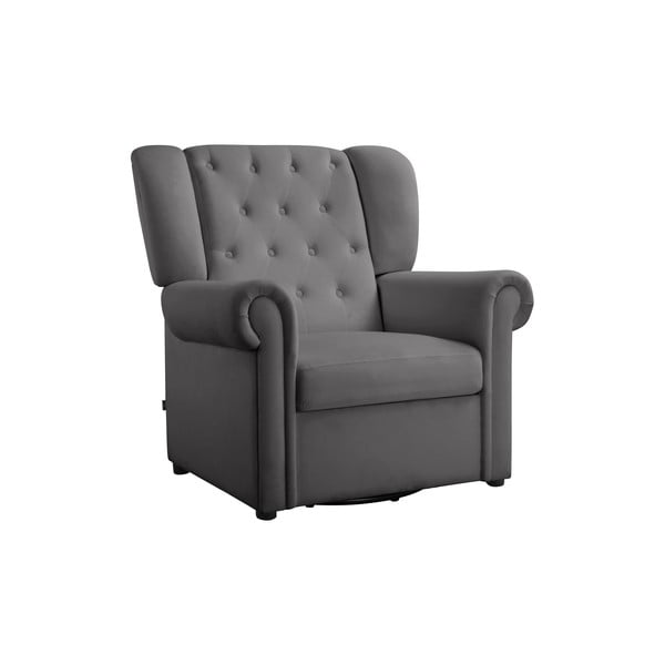 Siva baršunasti fotelja za ljuljanje/chesterfield Lillyse – Støraa