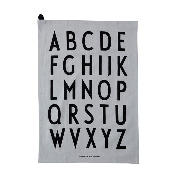 Siva pamučna kuhinjska krpa u setu od 2 kom Design Letters Alphabet, 40 x 60 cm