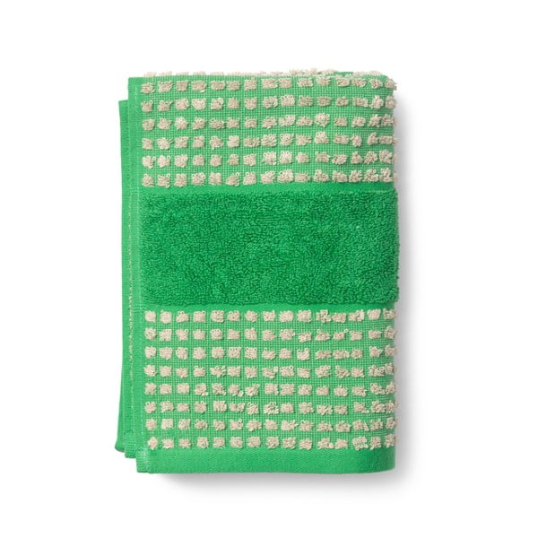 Zeleni-bež ručnik od organskog pamuka 50x100 cm Check – JUNA