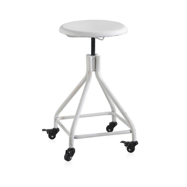 Bijela metalna mobilna stolica na kotačima s podesivom visinom Geese Industrial Style-image-2