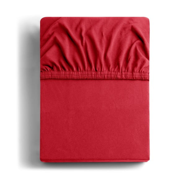 Crvena elastična plahta od mikrovlakana DecoKing Amber Collection, 140-160 x 200 cm