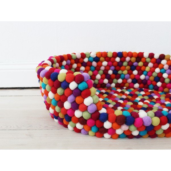 Tamnocrveni krevetić za kućne ljubimce od vunenih pompona Wooldot Ball Pet Basket, 40 x 30 cm-image-1