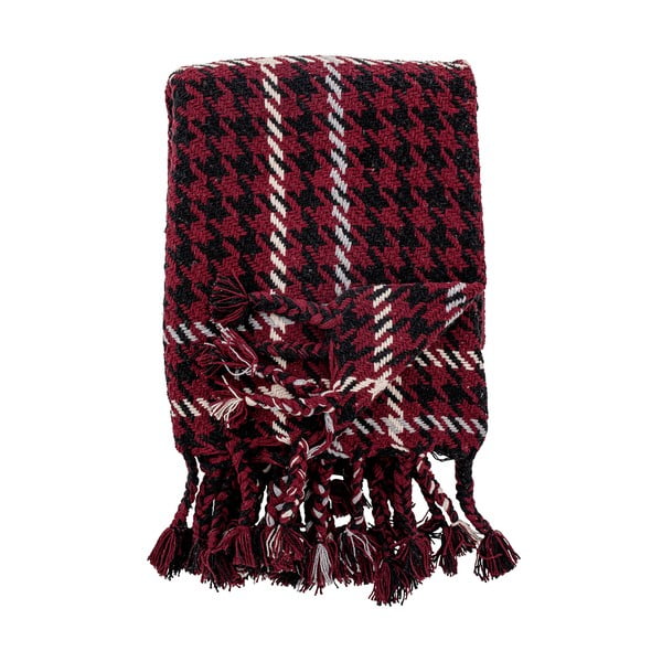 Vánoční červený pléd s podílem bavlny Bloomingville Rivel, 150 x 130 cm-image-2