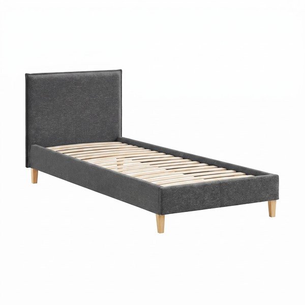 Tamno sivi tapecirani krevet s podnicom 90x200 cm Tina – Ropez