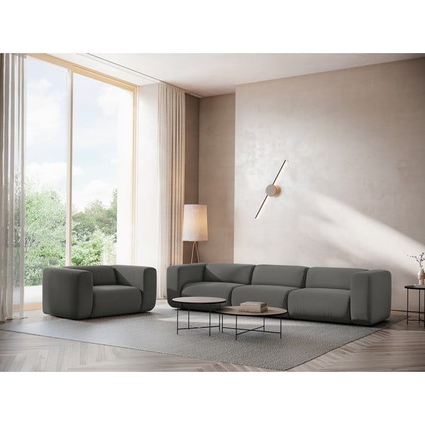 Siva baršunasti sofa 319 cm Ekahi – Makamii-image-1