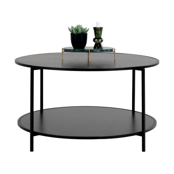 Crni okrugao stolić za kavu s crnom pločom stola ø 80 cm Vita – House Nordic-image-2